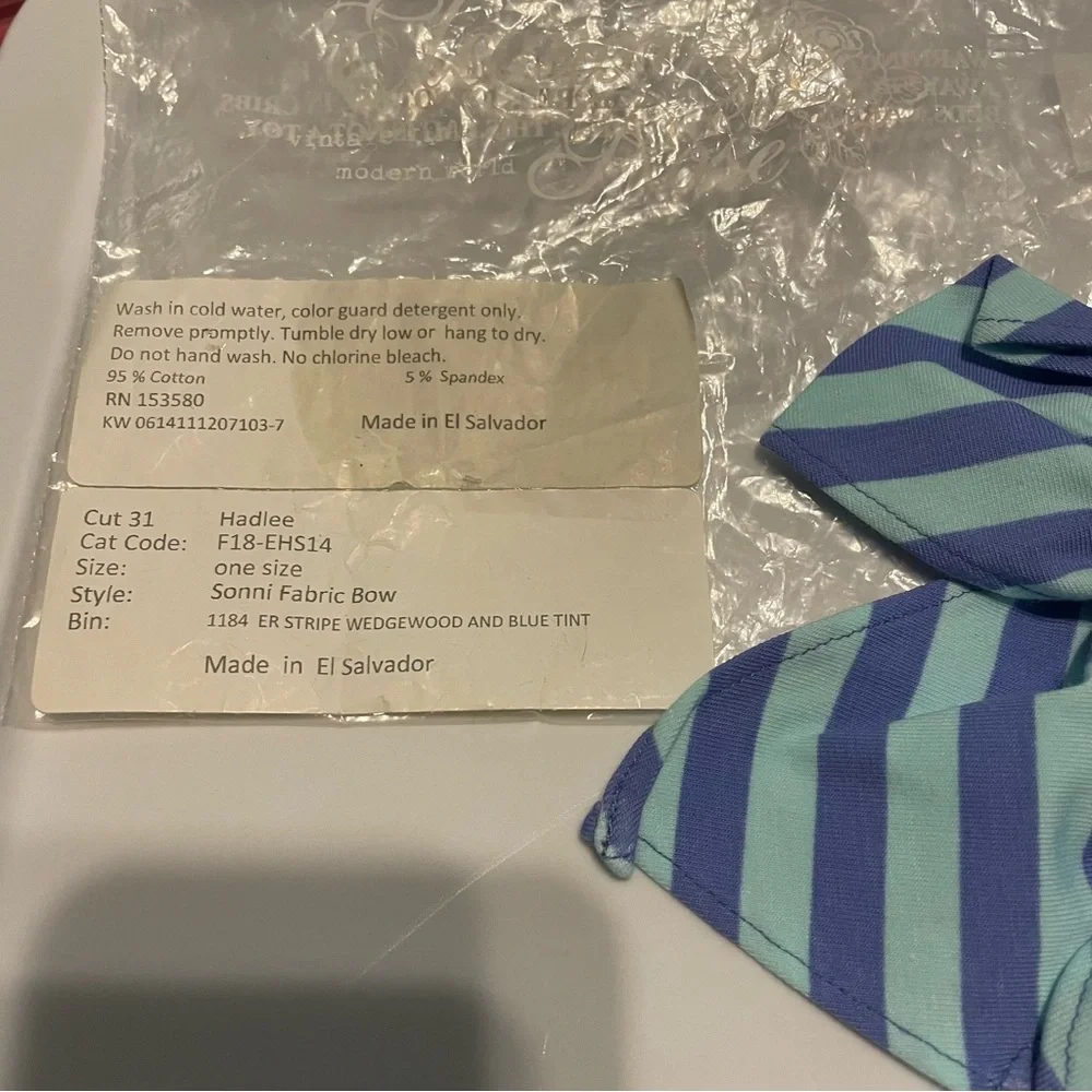 Eleanor Rose Striped Blue and Light Blue Hair Bow